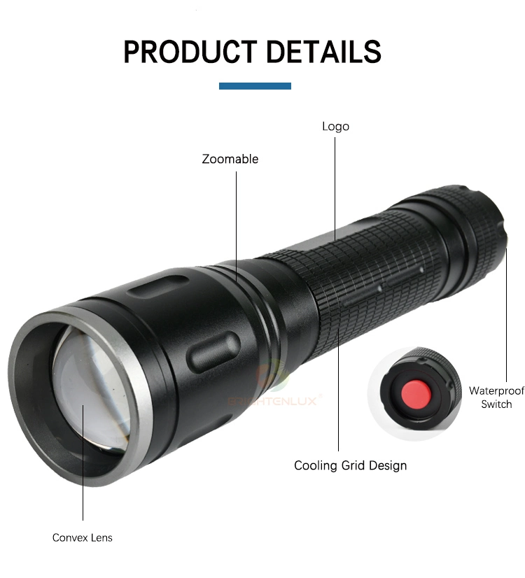 Brightenlux Super Bright Small Zoomable LED Tactical Flashlights & Torches with 5 Modes Light Torch Light