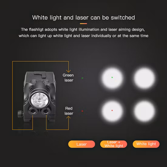 전술 스트로브 500 루멘 CREE T6 LED 플래시 라이트 손전등(퀵 스타트 레드 레이저 시력 콤보 포함)